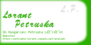 lorant petruska business card